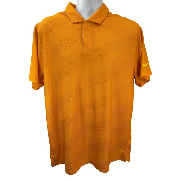 Nike Polo GOLF Shirt Mens Orange Stripe XL Tiger Woods Collection - Picture 1 of 13